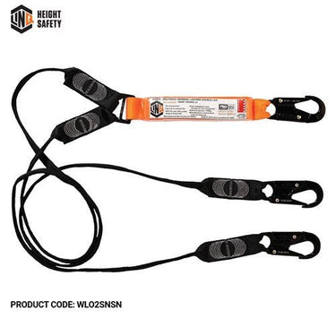 LINQ - Elite Double Leg Shock Absorbing Webbing Lanyard With Hardware Sn X3 - Kiwi Workgear